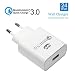 Produktbild Quick Charge 3.0 USB Ladegerät, JDB 18W 2A / 5V Universal Reise USB LadegerätNetzteil für iPhoneX 7 8, Samsung Galaxy S7 S6s, LG, HTC, Nexus, iPad, Nexus, HTC, Motorola ---Weiß