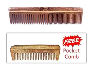 Morges 100% Pure Neem Wood Fine Tooth Comb For Hair | Fine Tooth Neem Comb | Organic And Natural For Hair And Scalp Health 35 Gram Set Of 2 Pack Of 1