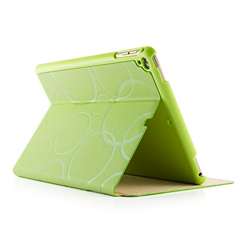 iPad Air 2 Hülle, Deenor Colour Series Premium PU Leder Ultra Slim Light Weight Auto aufwachen / Schlaf Funktion Schutzhülle Hülle für Apple iPad Air 2 iPad 6. (Green circles) - 4