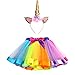 Produktbild Ruiuzi Glitzerndes Einhorn-Tutu Regenbogenrock und Einhorn-Stirnband Outfit für Mädchen Geburtstag Party Kostüme Set, Regenbogenfarben, S(1Y-2Y)