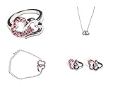 Enez Set Armband-Armkette Halskette + Ohrringe + Ring 16,25mm 18 Karat Vergoldet T203