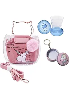 Le Delite Girls unicorn sling bag sipper glitter sling bag unicorn sequin bag Combo