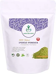 Herbs And Crops Indigo Powder for Natural Herbal Black Hair Color (227gm)
