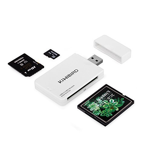 KiWiBiRD USB 3.0 (3.1 Gen 1) Tarjeta lectora de alta-velocidad 9-in-1 para CF (UDMA), SDXC, SD, MMC, RS-MMC, SDHC, Micro SD, Micro SDXC, Tarjetas Micro SDHC [Compatible con tarjetas UHS-I]  BLANCO