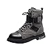 Produktbild BHYDRY Schuhe Klassisch Martin Stiefel Damen Schuhe SchnüRschuhe Freizeitschuh Runder Kopf GüRtelschnalle Rutschfest Mittlere Schlauch Flache Schuhe Herbst Und Winter(36.5 EU,Grau)