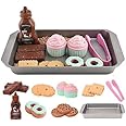 ELitao Cookie Play Food Set for Kids Kitchen - Toy Accessories With Baking Cookies and Cupcakes - Plastic Food for Pretend Play, Toddler Children's Birthday Gifts