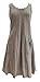 Produktbild TEXTURE Ladies Womens Italian Lagenlook Sleeveless Plain Pintuck 2 Pocket Linen Tunic Dress (Small, Mocha)