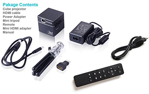 RtTech S6 Portable Mini DLP Projektor mit 30.000 Stunden LED Licht und 120 Zoll Display, Wireless, wiederaufladbar, beinhaltet HDMI Kabel, Stativ und EU Ladegerät - 7