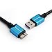Price comparison product image BlueRigger USB 3.0 SuperSpeed 1.8M / 6Ft (Type A Male to Micro-B) Cable- Quick Charge and Data Sync for External Hard Drives, Tablets, Smartphones with USB Micro-B Port (Black, Blue)