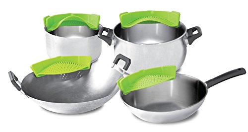 SNAP n STRAIN Pot Strainer,Homi Kitchen Extras Silicone Clip-On Drainer Colander for Draining Food, Universal Size Fits All Cookware (1, Green) by Homi - 6