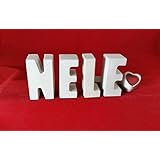 Beton, Steinguss Buchstaben 3 D Deko Schriftzug Namen NELE als Geschenk verpackt! Ein etwas ausgefallenes Geschenk zur Geburt, Taufe, Geburtstag oder auch zu anderen Anlässen.