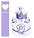 Produktbild Windeltorte Mädchen zur Geburt/Taufe in Lila "It's a Girl "Glitzer Krone - 1x Baby Lätzchen 1x Babysocken + Grußkarte