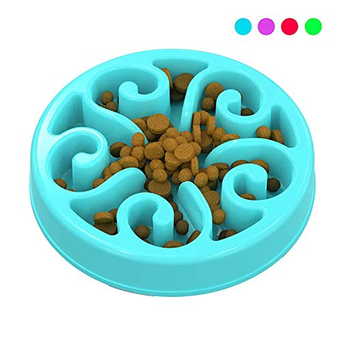 Zellar Ciotola per Cani Alimentazione Lenta, Avanzamento Lento + Interattivo + Arresta Il Gonfiore + Anti Sorso + Ciotola per Cani Senza Soffocamento Adatta per Cani di Piccola Media Taglia(Blu)
