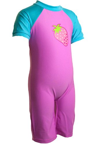 H2O Strawberry Sunsafe UPF40+ Girls and Babies All In One Piece Suit - Pink - 6/12 Months