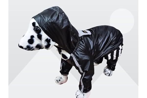 Dog Raincoats Rain Snow Coats Waterproof Clothing 4 Four Legs Design by bhumi Enterprises (Dog Raincoat) 3Mi Patti (28, Black)