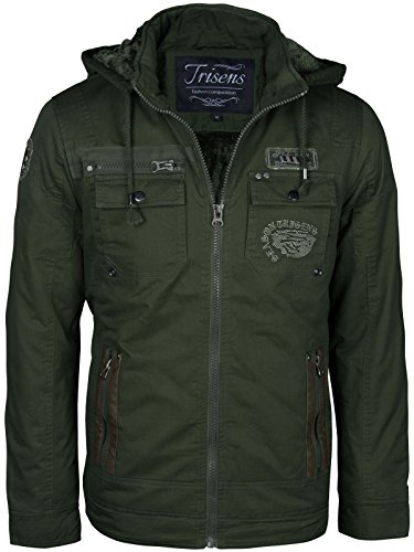 HERREN WINTER JACKE MILITARY STYLE GEFTTERT KAPUZE PARKA ARMY FLIEGERJACKE, Gre:XXL;Farbe:Army Grn