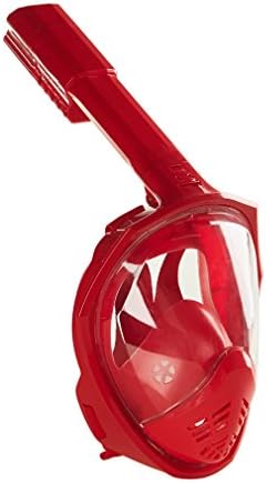 Emsmil 180° Wide View Snorkelling Mask Full Face Swimming Diving Mask with Free Easy Breathe Design Anti-fog and Anti-leak Technology Earplugs for Holiday Red