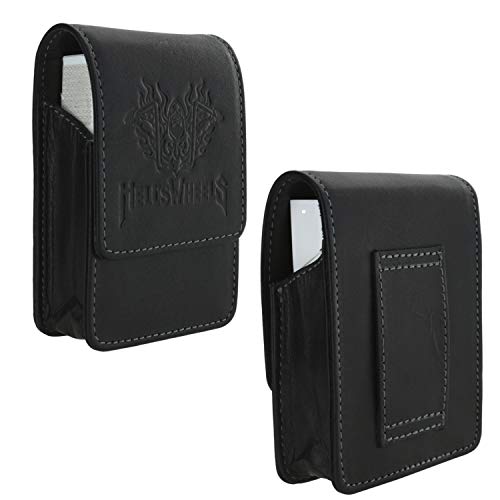 XiRRiX - Pitillera de Piel para Caja de Cigarrillos (20 Cigarrillos), Color Negro, Falda Negra. (Negro) - Zigaretteneui-V1-Rock