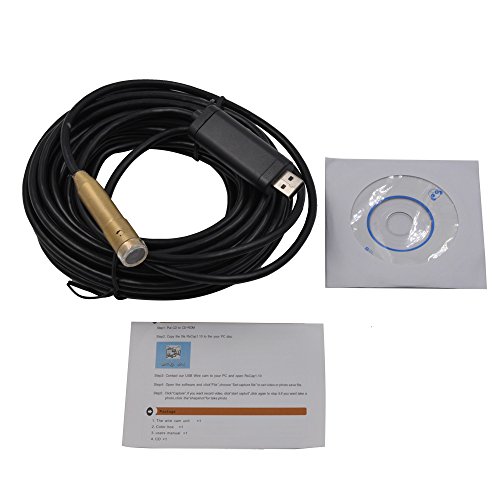 GARY&GHOST Gary & ghost 10 mm cabeza de cámara IP67 impermeable 5 M tubo cámara inspección endoscopio Digital USB Borescope Endoscope con 4 LED blanca