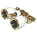 Price comparison product image HQRP 4 x 30 Opera Glasses Binoculars Antique Style White pearl with Gold Trim w/ Necklace Chain