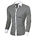 Produktbild Crazboy Fashion Personality Men es Casual Slim Long-Sleeved Shirt Top Blouse(Large,Grau)