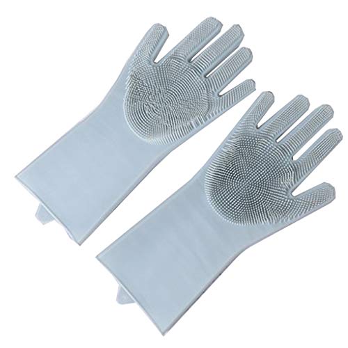 Preisvergleich Produktbild CZWYF Dekontaminationsbürste Handschuhe Küche Bad Reparatur Zimmer Durable Magic Reinigungsbürste Handschuhe Home Langarmbürste 15x34 cm (Farbe : Gray)