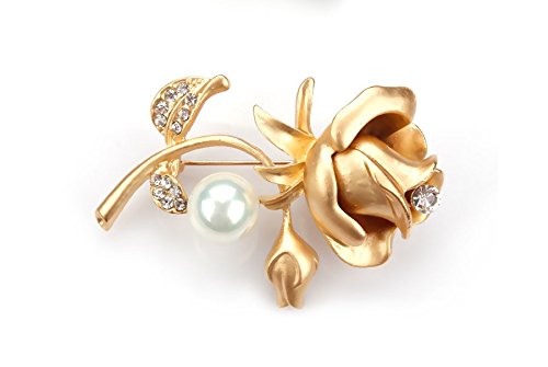 Hosaire Brosche Mode Strass Rose Blütenform Perle Broschen für Hochzeits Party Schmuck Zubehör - 7