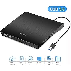 Unidad Externa de CD DVD, Govee Quemador USB 3.0 Portátil Grabadora y Lector de CD DVD Externa, Perfecto Compatible con Win7/ Win8/ Win10/ XP/ Vista/ Linux/ Mac OS, Negro