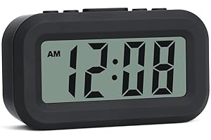 FAMICOZY Small Digital Alarm Clock,Easy to Read,Simple Operation,Constant Backlight On/Off,Crescendo Alarm,9 Min Snooze,12/24Hr,Bedside Travel Alarm Clock,AAA Battery Operated,Black