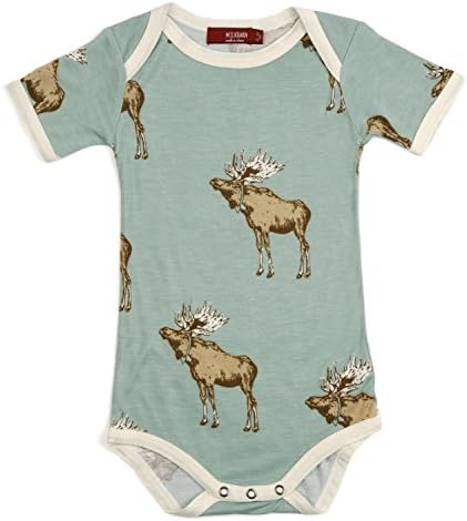 Milk Barn Children's Short-Sleeved Bodysuit with Poppers Bamboo Deer Pertol 6 – 12 m