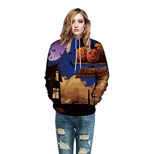 Preisvergleich Produktbild Elecenty Kürbis Gedruckt Hoodies,Halloween Kapuzenpullis Frauen Reizvolle Lose Pullover Mit Kapuze Kapuzenshirt Hoody Oberteile Sweatshirts Kapuzenpullover Blusenshirt