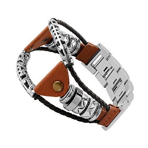 Preisvergleich Produktbild Skryo Handgemachte Armband Lederarmbänder für Samsung Galaxy Watch (46mm) (Braun)