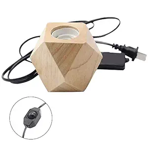 Leoie Desktop Lamp Base Wooden Base Holder E27 Screw Base Ideal with Dimmer Switch US Plug