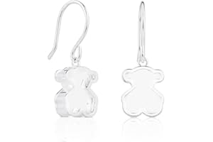 TOUS Pendientes de Plata de Primera Ley para Mujer con Cierre a Presión con Motivo Oso de 1.15 cm, Versátil e atemporal, Colección Galaxy