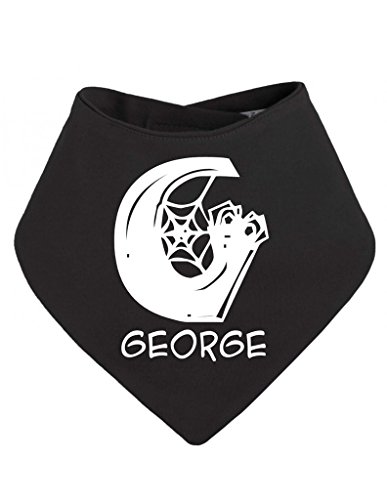Personalised Cobweb Letter With Name Cute Custom Baby Halloween Bandana Bib