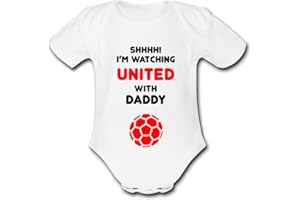 Fenyx Products SHHH! I'M WATCHING UNITED WITH DADDY MAN MANCHESTER MUMMY UTD NANA MAN GRANDAD CUTE FOOTBALL BABY GROW BABYGROW BABY VEST PRESENT GIFT