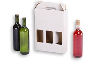 TELECAJAS.COM Cajas para botellas de vino automontables. Estuche de cartón, automontables, medida estándar. TeleCajas X20CBVB3 (x20) (para 3 botellas)