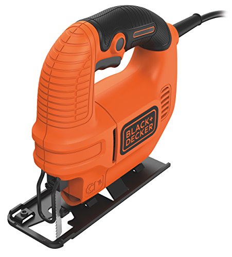 Black+Decker 400W Kompakt-Stichsäge, Holzstichsäge, Späne-Blasfunktion, 19mm Hublänge, ergonomisch, Fußplatte verstellbar für Gehrungsschnitte, Feststellschalter, Schutzbügel, KS501 - 4