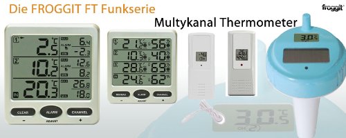 Funk Thermometer FT0073 mit 4 Aussensensoren Luftfeuchte LCD Display Min/max - 4