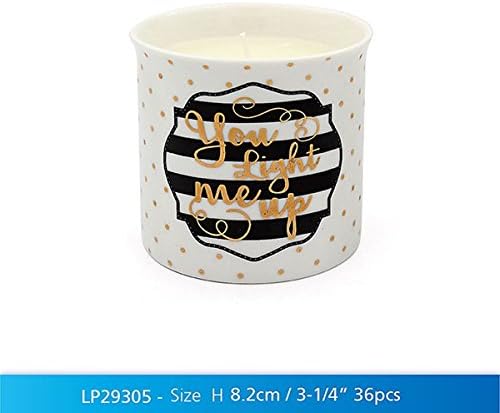 "You Light Me Up" Romantic Vanilla Scented Wax Candle in Black &amp; Gold Fine China Jar Holder