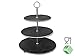 Produktbild 3-stöckige Schiefer Etagere mit Metallgriff (Edelstahl) von BELLESET, 3-lagig, 30 x 30 x 35 cm, aus Schiefer und Metall, Buffet Dekoration Gebäck Käseplatte Muffins Cupcakes