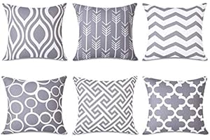 TIDWIACE Juego de 6 Hogar Algodón Lino Funda de Cojine 40 X 40 cm - Gris Throw Cojín Decoración Almohada Caso de la Cubierta Decorativo para Sala de Estar sofás…