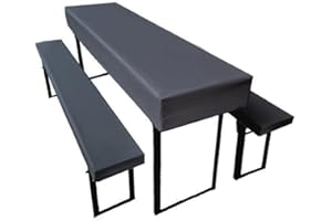 LEMOS HOME Bierzeltgarnitur Auflage (3er Set) aus 1x Tischdecke und 2X Bierbankhussen. Größe und Farben wählbar. (220 x 70 cm, Anthrazit)