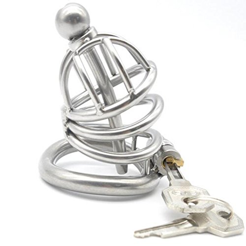 Preisvergleich Produktbild DRSMDR Gebogener Keuschheitsverschluss Cb6000 Keuschheitskniesenkäfig mit Edelstahl-Blasenkatheter,Ringdiameter...