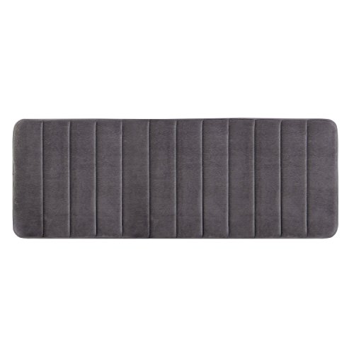 Lifewit Badezimmerteppich Memory Foam Badeteppiche Extralange Saugfähige Badematte  120x 43 cm Rutschfeste Unterseite 40D Grau - 3