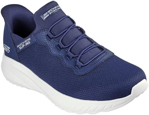 Skechers Uomo Scarpe da Ginnastica Hands-Free Slip-in Bobs Squad Chaos Daily Hype vestibilità Ampia, Navy, 43 EU Larga