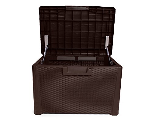 Kissenbox Nevada kompakt Auflagenbox Gartenbox Allzweckbox Sitztruhe 120 Liter (braun) - 2
