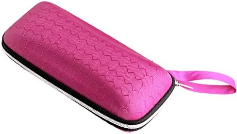 The Cheers Rectangle Grid Zipper Eye Glasses Case Hard Eyewear Box Sunglasses Case Colorful (Pink)
