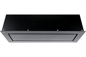 GURARI hotte de plafond 217 BL 90 Pr, hotte de cuisine encastrable 90 cm, en noir, verre noir, 1000m³/h, bandes LED, hotte, hotte aspirante, hotte de circulation d'air, télécommande