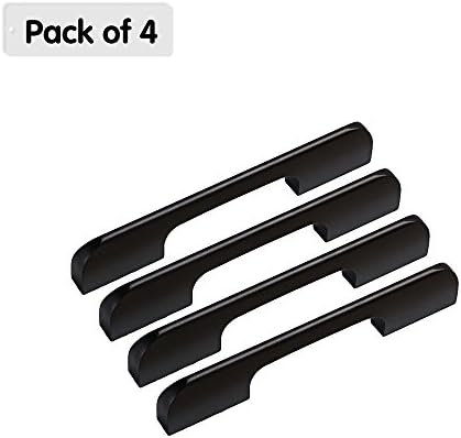 Zhi Jin 4Pcs Black Cabinet Door Handle Pulls Drawer Cupboard Handles Set Furniture Oil Rubbed 128mm Hole Centers-128mm/5Inch